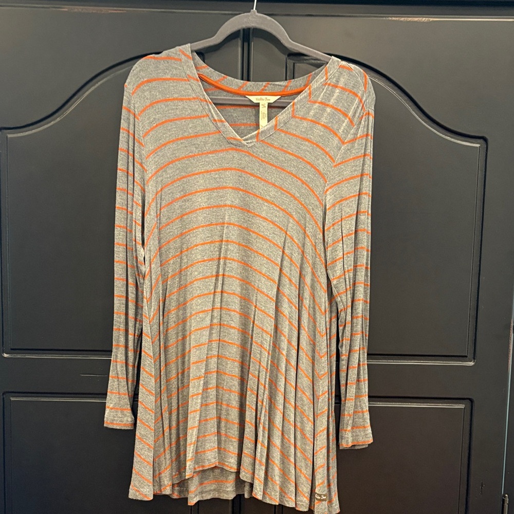 Matilda Jane Gray and Orange Striped Long Sleeve Top